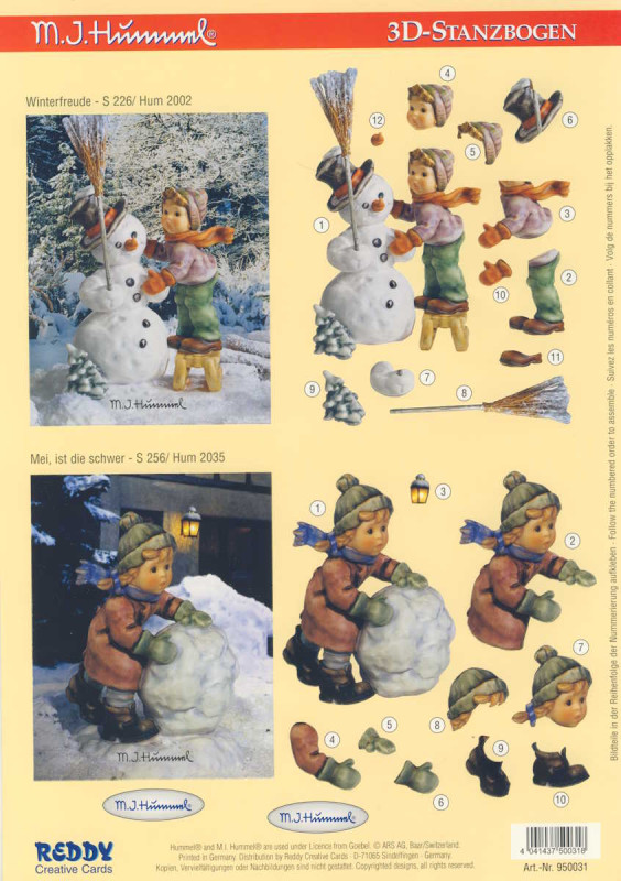 950031 3D Stanzbogen A4 M I Hummel Winterfreude