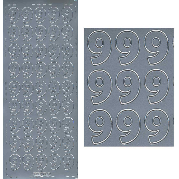 pu546s Sticker Ziffer 9 20mm silber