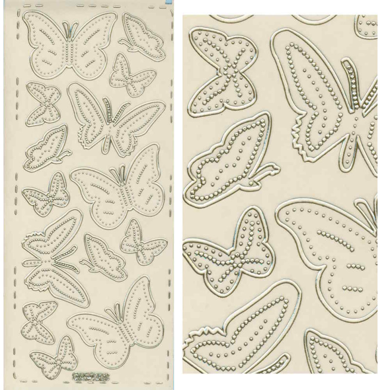 pu361g Sticker Schmetterling 6 gold transparent