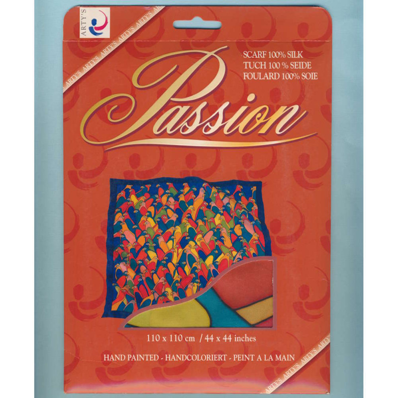 psc90 Handbemaltes Seidentuch Crossing 110x110cm