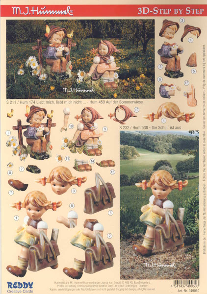 949050 3D Motivbogen A4 Hummel Liebt mich Liebt mich nicht
