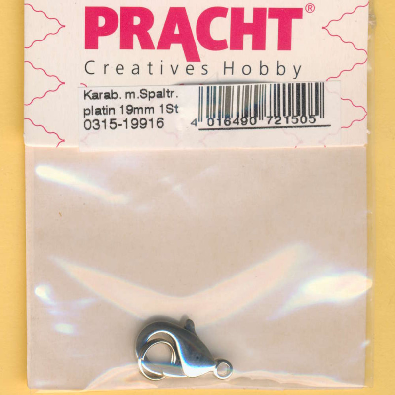 0315-19916 Karabiner mit Spaltring 19mm platin