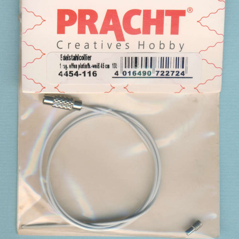 4454-116 Edelstahlcollier 45cm mit Schraubverschluss platinfarben weiß