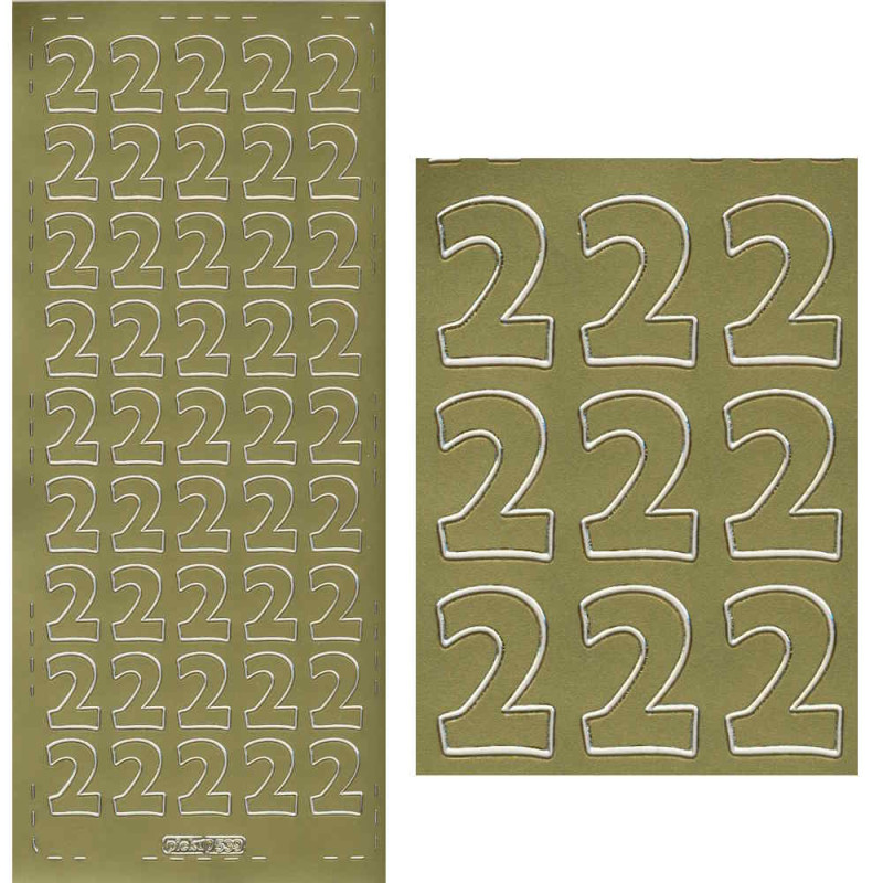 pu539g Sticker Ziffer 2 20mm gold
