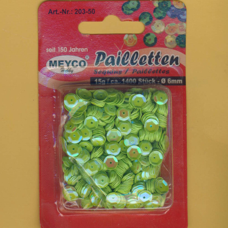 203-50 Pailletten gewölbt 6mm hellgrün 15g