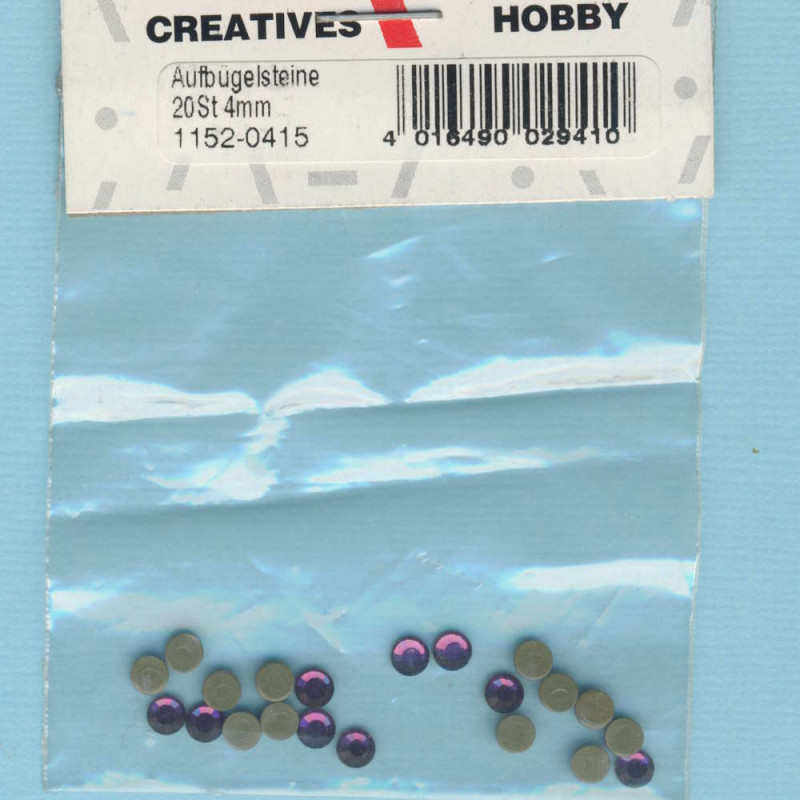 1152-0415 Aufbügelsteine 4mm lila 20 Stück