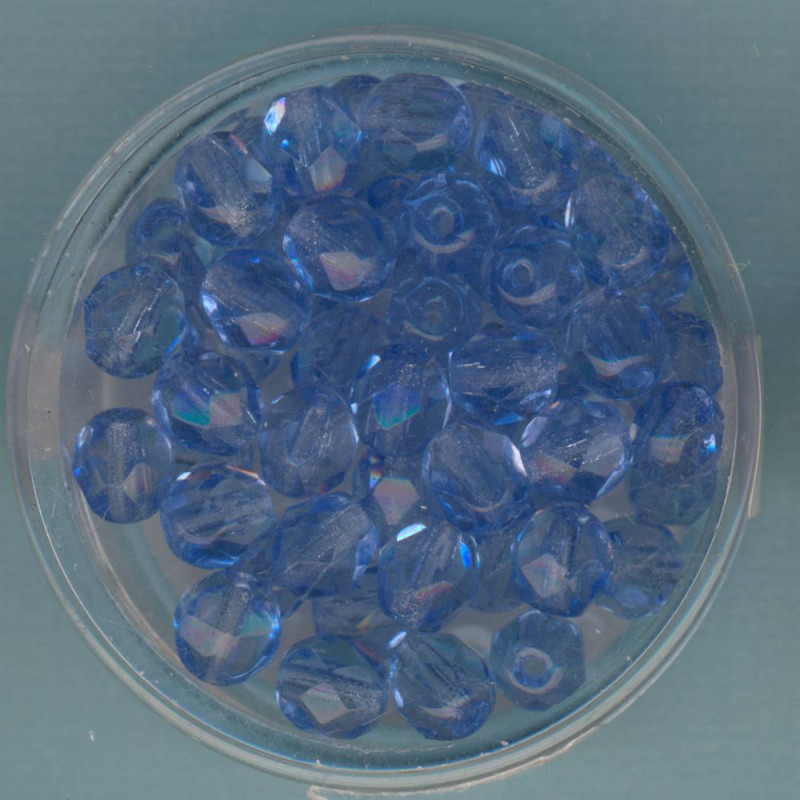 0730-06175 Glasschliffperlen 6mm transparent hellsafir 50 Stück