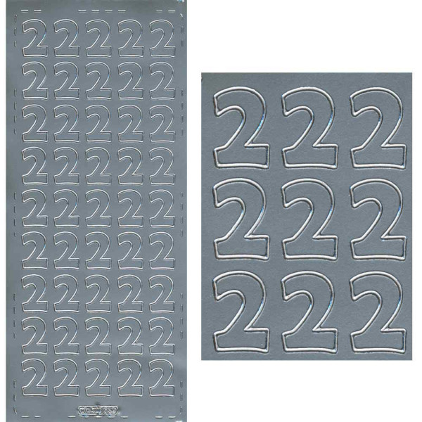 pu539s Sticker Ziffer 2 20mm silber
