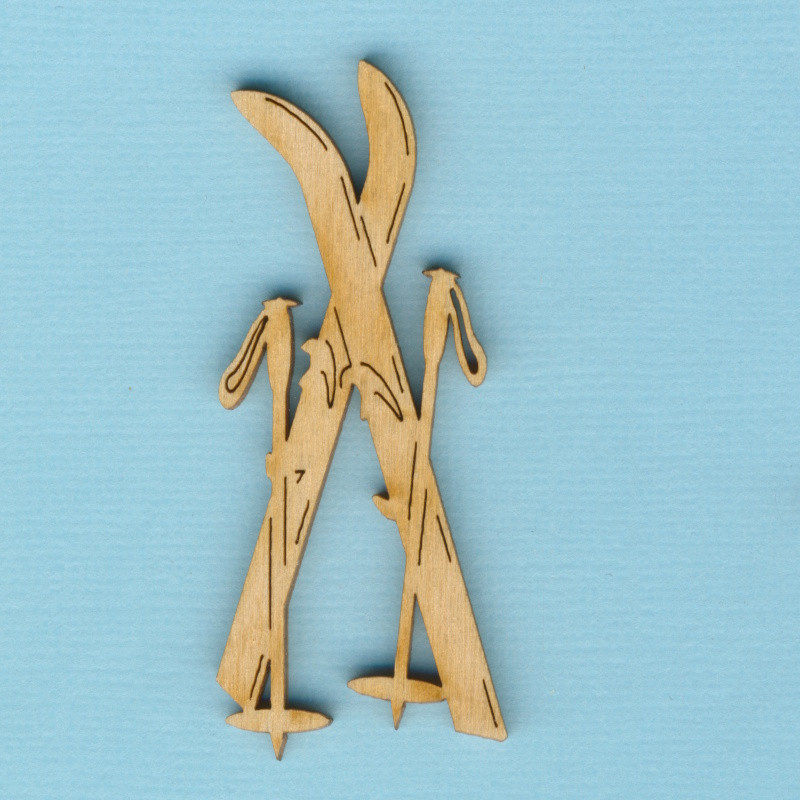 snh3906 Holz Deko Skipaar mit Stecker 6cm