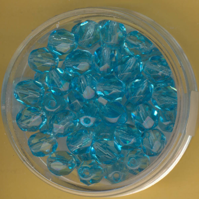 0730-06185 Glasschliffperlen 6mm aqua transparent 50 Stück