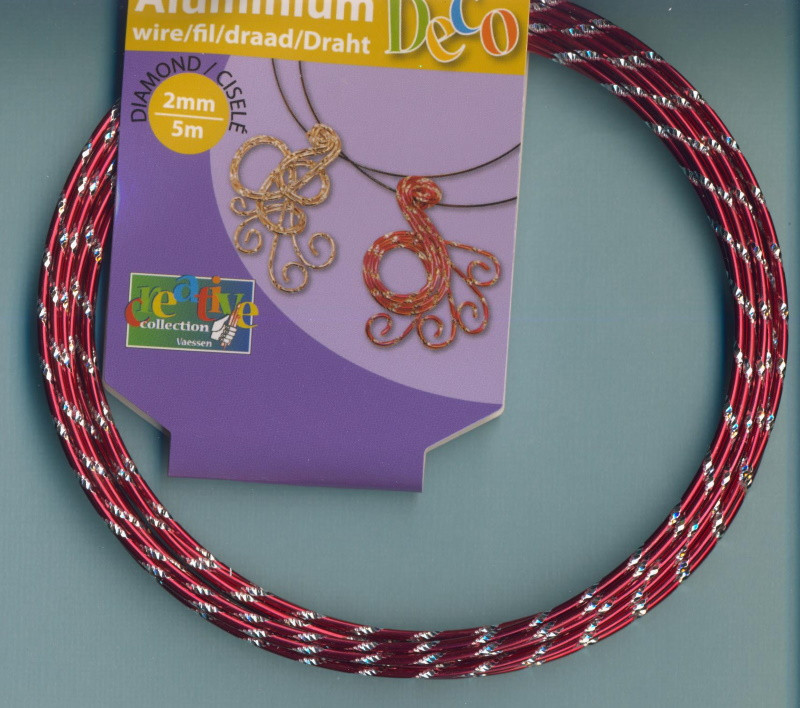 24245-007 Aludraht 2mm diamond cut rot 5m