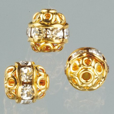 2169495 Filigranperle Strass 6mm kristall-gold