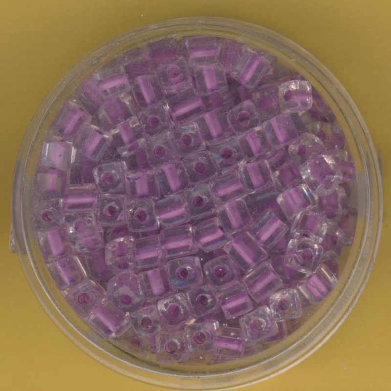 9643-164 Glasperlen Würfel 3mm lila Farbeinzug 20g