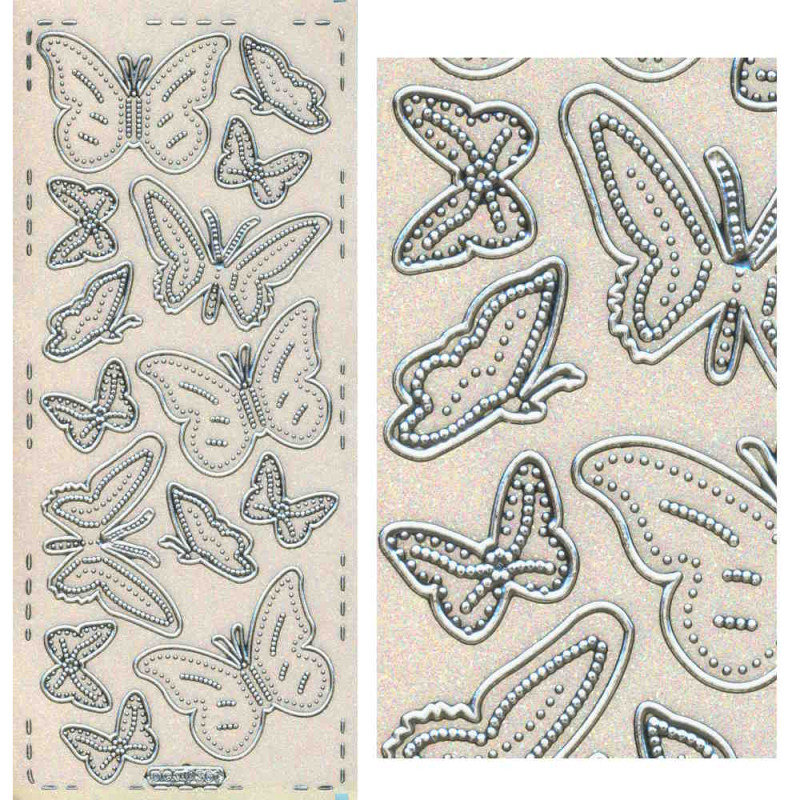 pu361si Sticker Schmetterling 6 silber irisierend