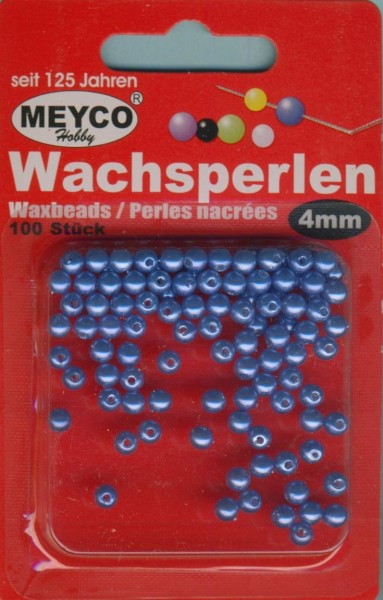 10412 Wachsperlen 4mm mittelblau 100 Stück