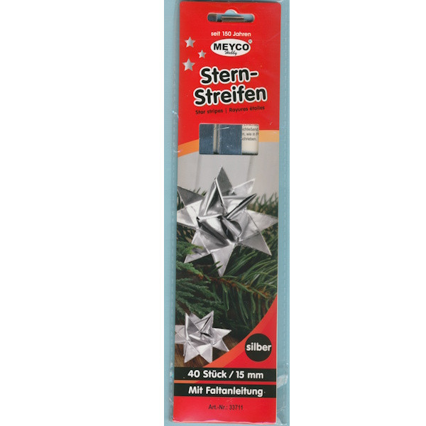 33711 Fröbelsternstreifen silber 15mm 40 Stück