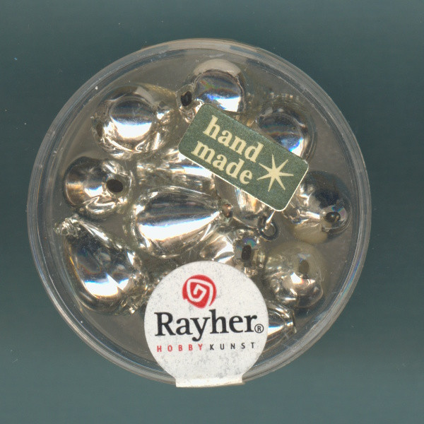 1480822 Glas Tropfenperlen 14x9mm silber 12 Stück
