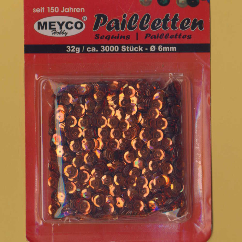 203-12 Pailletten gewölbt 6mm orange metallic 32g