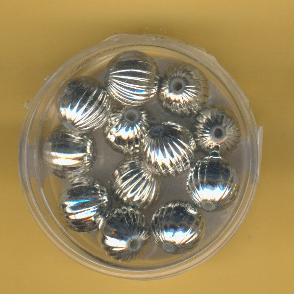 0816-10914 Wachsperlen Rillenperlen 10mm silber 12 Stück