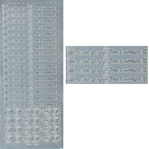 pu278s Sticker Herzlichen Glückwunsch 12 silber
