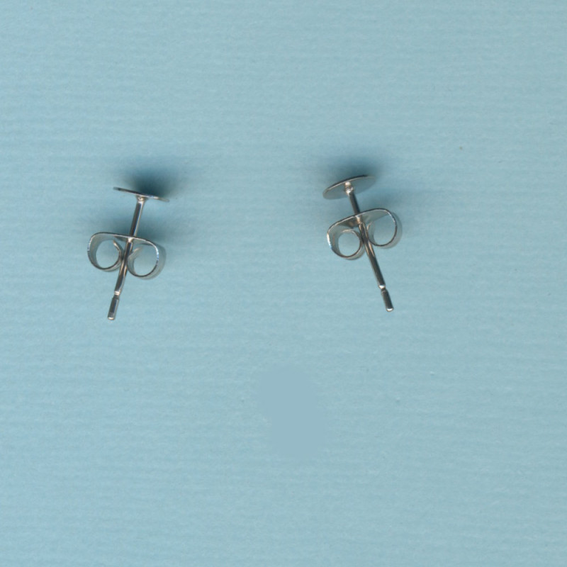 yw001435 304 Edelstahl Ohrstecker flach 5mm platin 2 Stück