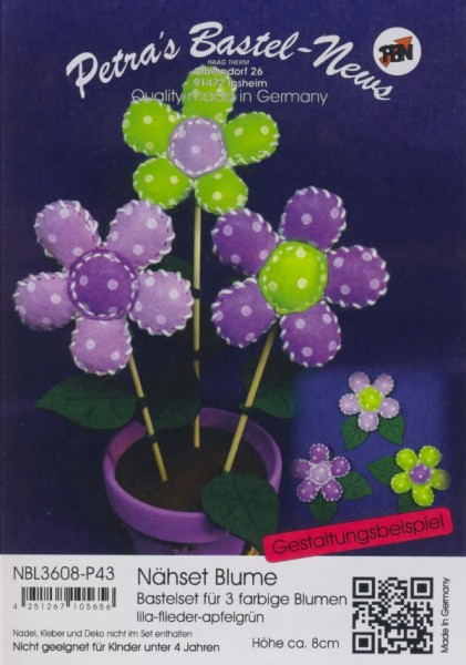Filz-Nähset Blume lila-flieder-apfelgrün