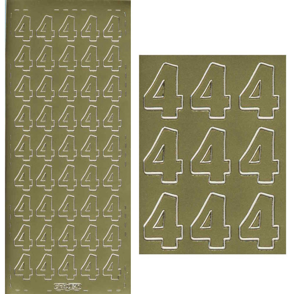pu541g Sticker Ziffer 4 20mm gold