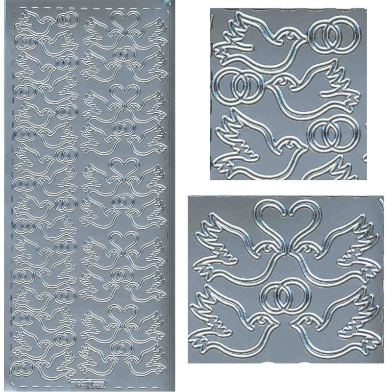 st338s Sticker Turteltauben 4 silber
