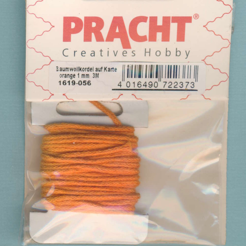 1619-056 Baumwollkordel 1mm orange 3m