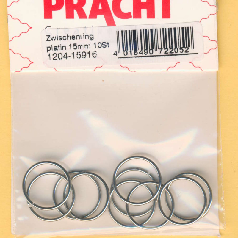 1204-15916 Zwischenringe 15mm platin 10 Stück
