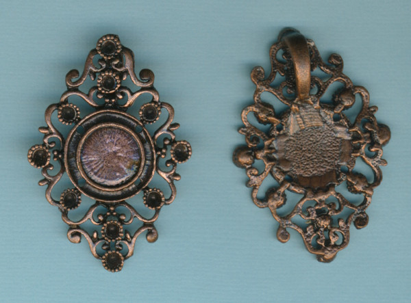 491713981 Metall Anhänger Ornament Raute altkupfer 55x38mm