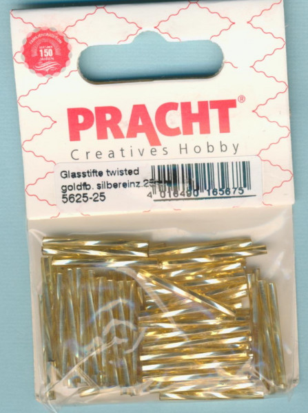 562525 Glasstifte 25mm gedreht gold Silbereinzug 15g