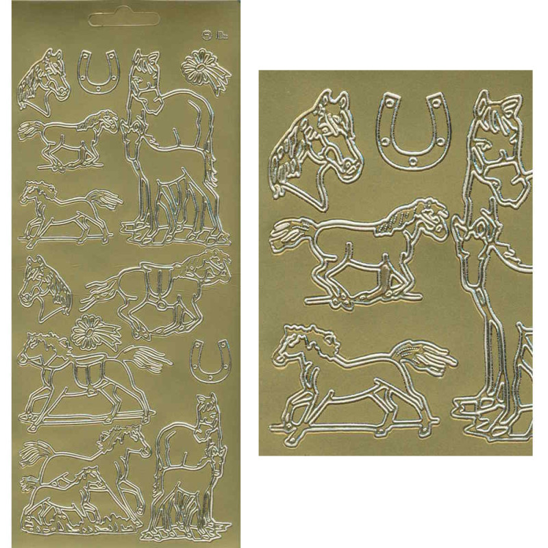cl106g Sticker Pferde 2 gold
