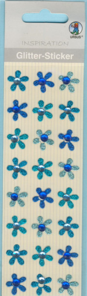 75000006 Glitter Sticker Blüten blau
