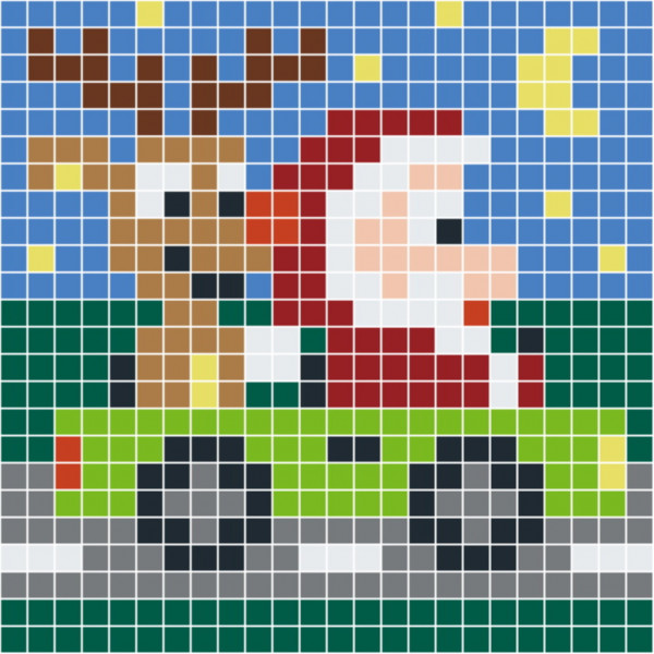 px41062 Set Pixel XL viereckige Platte Weihnachtsmann mit Rentier