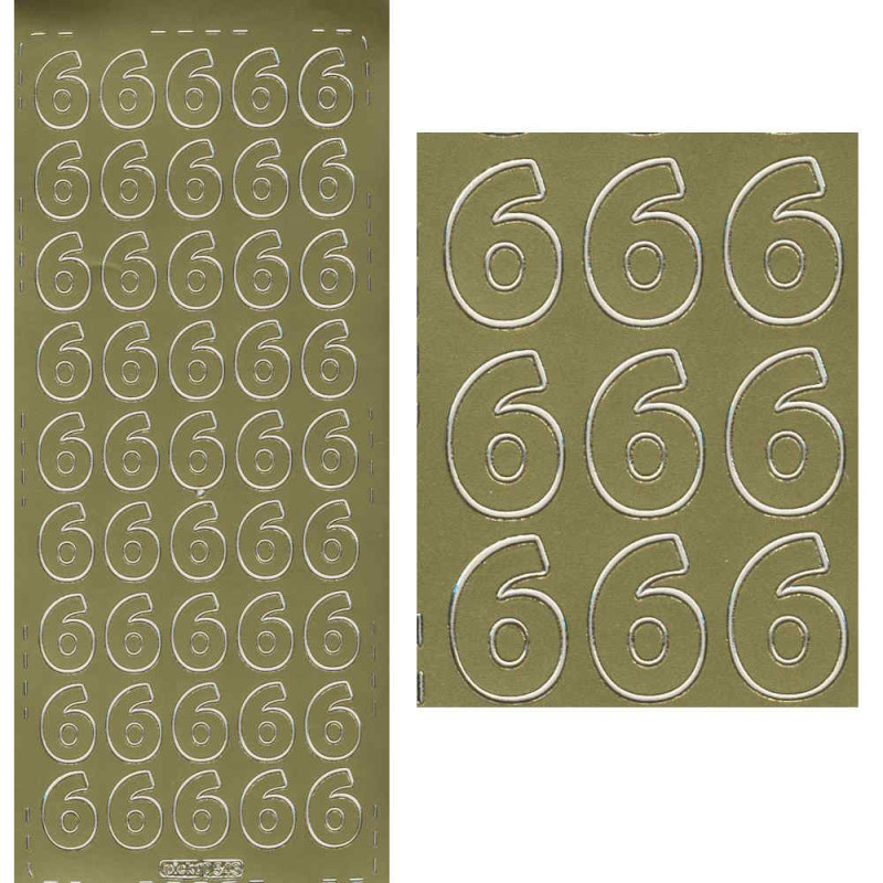 pu543g Sticker Ziffer 6 20mm gold