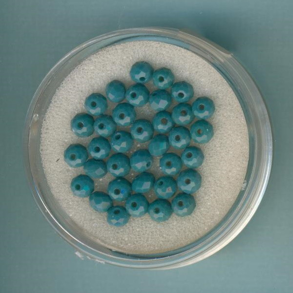 507304894 Glasschliffperlen Rondelle 3x4mm blaugrün 35 Stück