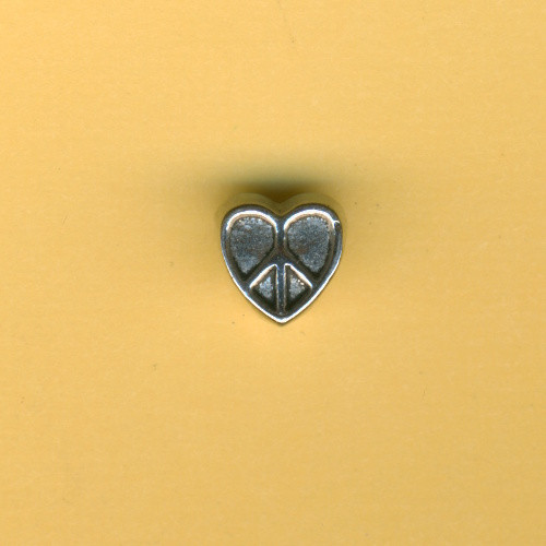 840752 Metallperle Charms Herz Frieden 11x10mm silber