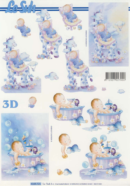 4169721 3D Motivbogen A4 Babyboy blau