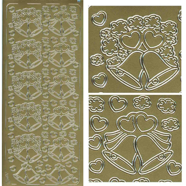 pu071g Sticker Hochzeitsglocken gold