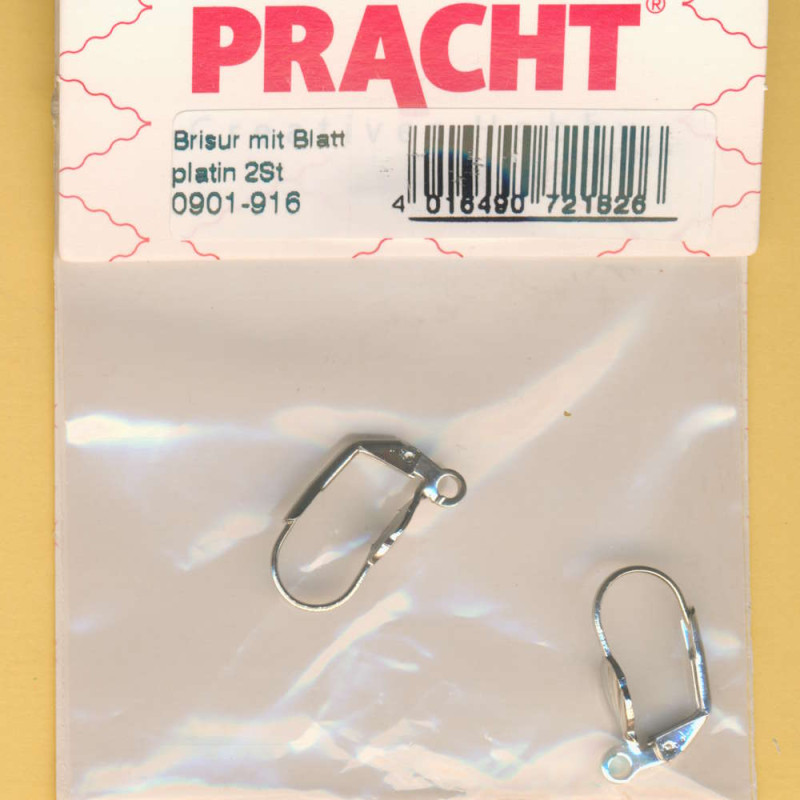 0901-916 Ohrring Brisur mit Blatt platin 2 Stück
