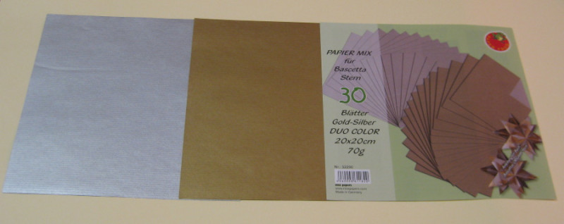 1625784 Bascetta Sterne Papier DUO gold-silber 20x20cm 30 Blatt