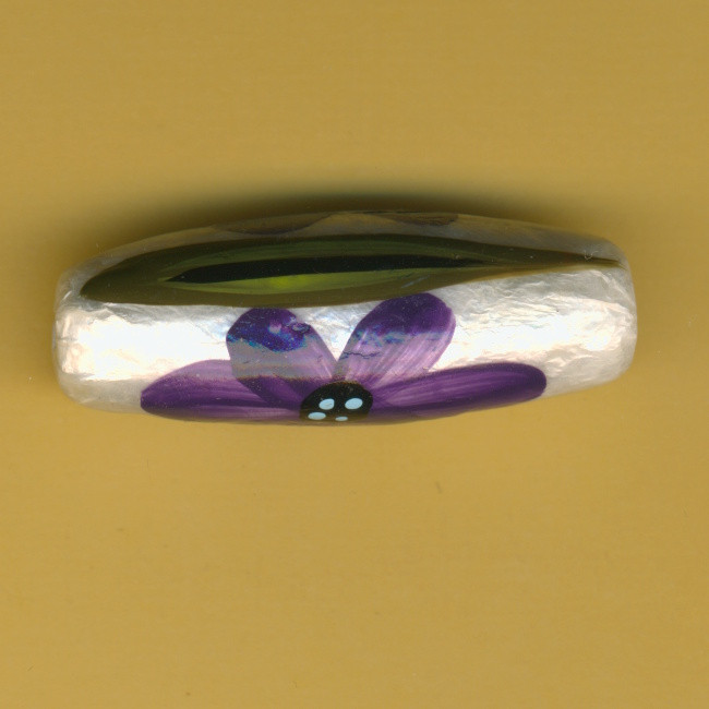 17056000 Capiz Olive 18x45mm handbemalt Blüte lila
