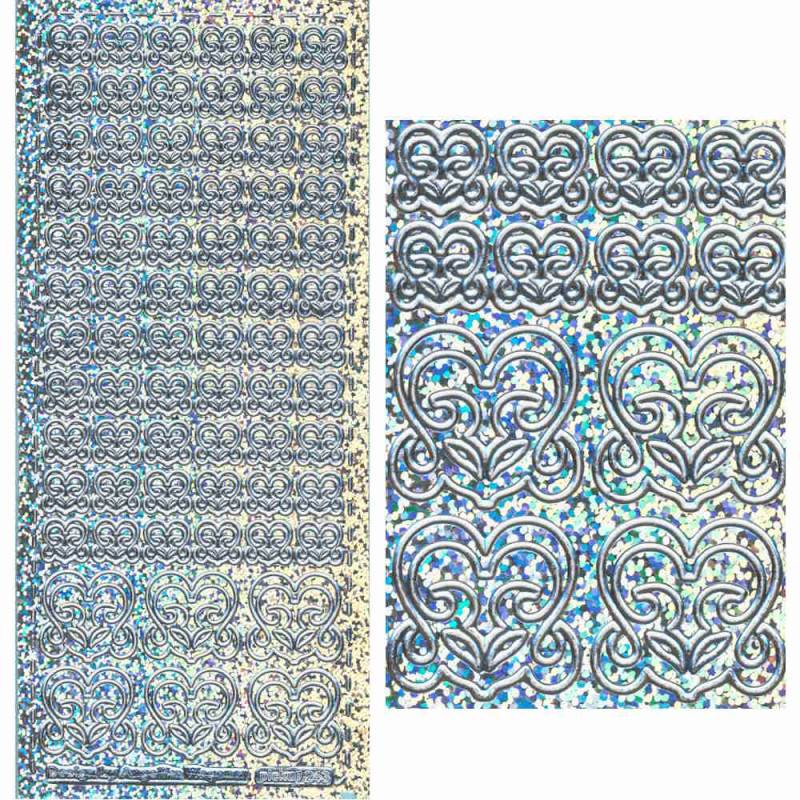 pu243sh Sticker Herzen 7 silber hologramm