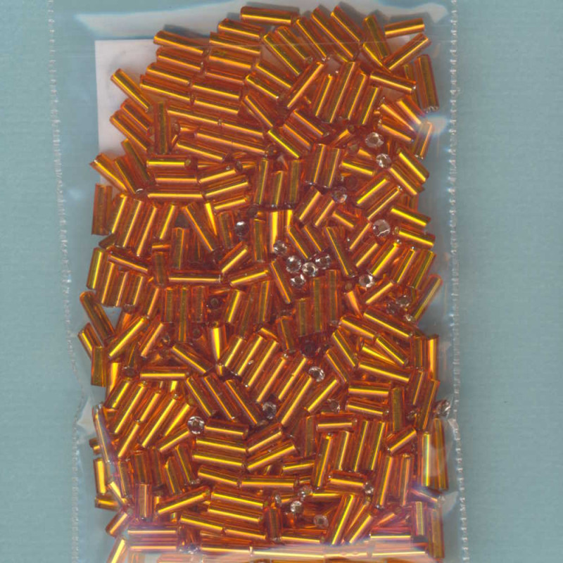 k001102 Glasperlen Stifte 4-6mm orange Silbereinzug 15g