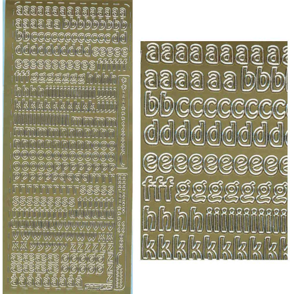 pu075g Sticker Buchstaben klein gold