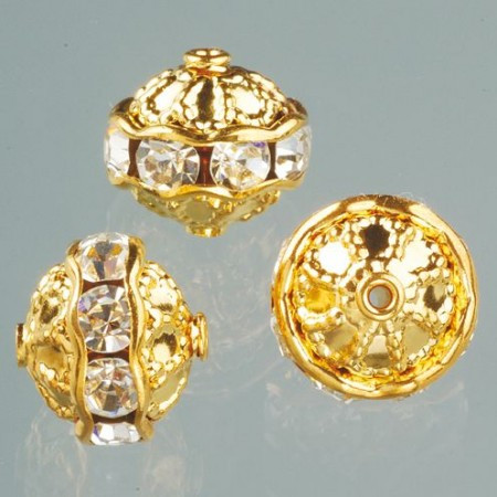 2169695 Filigranperle Strass 10mm kristall-gold