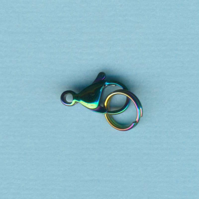 t0651234 304 Edelstahl Karabiner mit Spaltring 12mm regenbogen