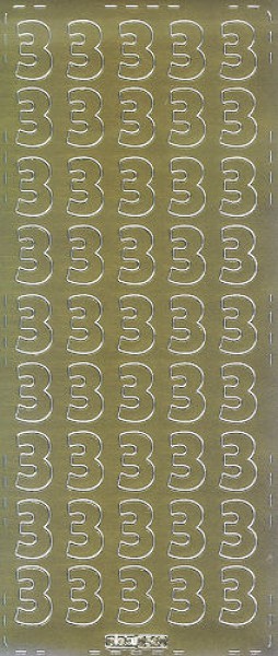 pu540g Sticker Ziffer 3 20mm gold