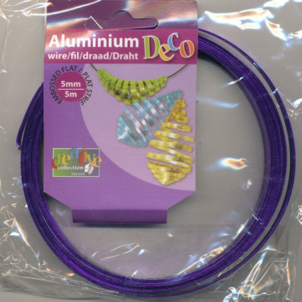 24244-014 Aluflachdraht 5x1mm embossed lila 5m